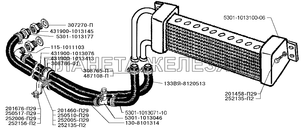 Установка масляного радиатора дизеля Д-245.9Е2 ЗИЛ-5301 (2006)